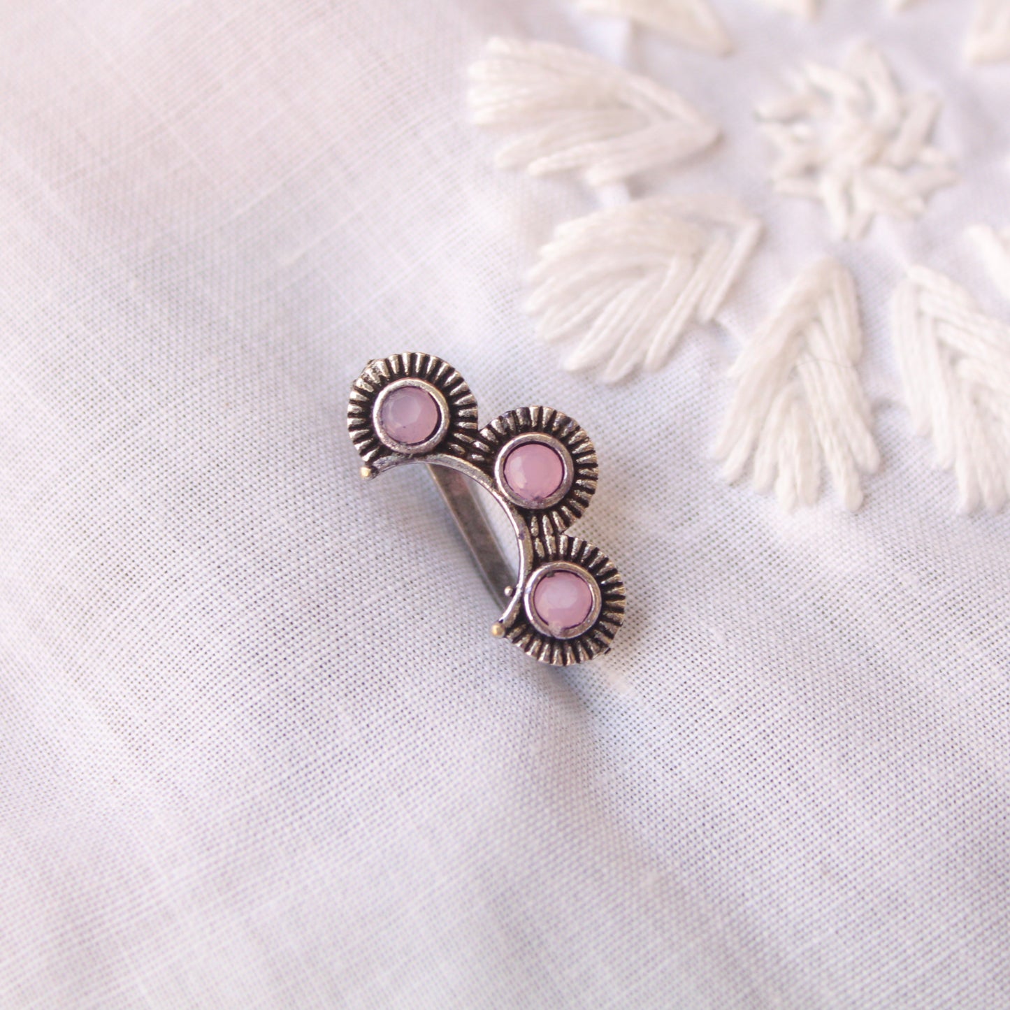 Pink Oxidised Silver Press-on Nosepin