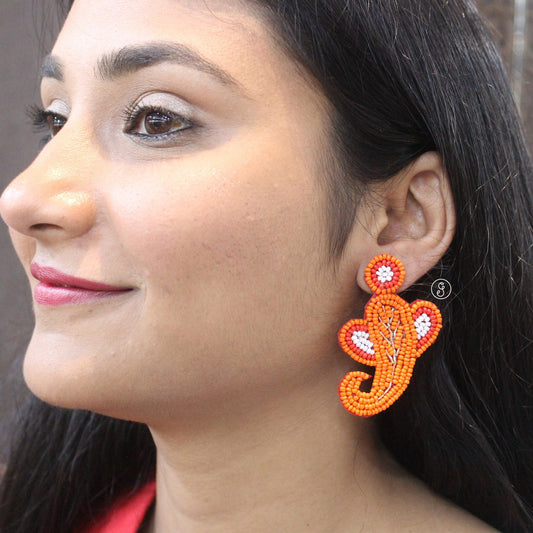 Divine Beaded Ganesha Light-Weight Earrings
