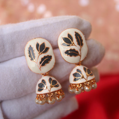 White & Grey Mini Jhumki Earrings