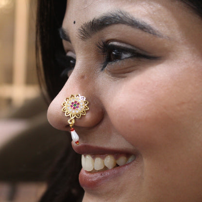 Multicoloured AD Press-On Nose Pin (Non-Pierced Nath)