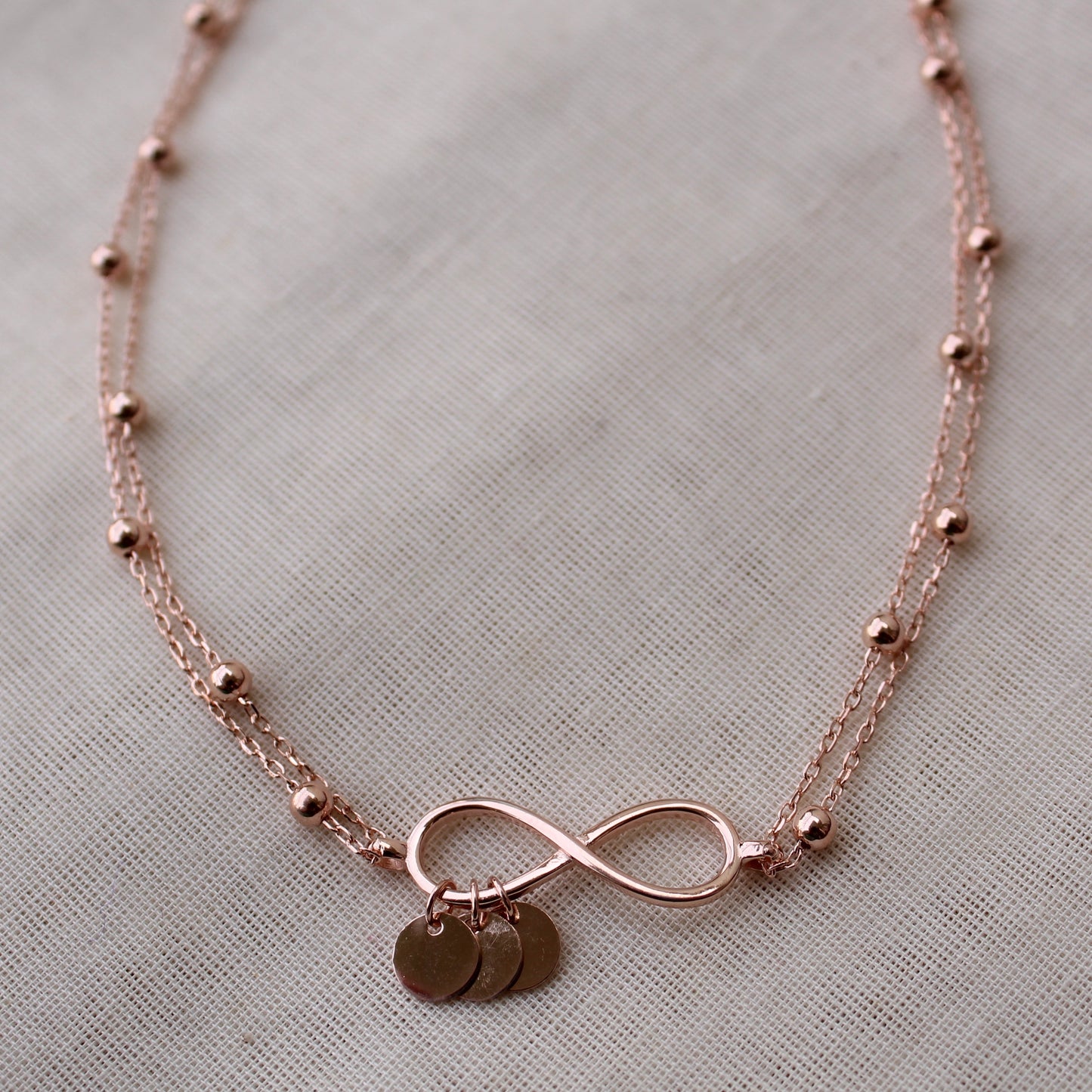 92.5 Pure Silver Rose Gold Infinity Anklet