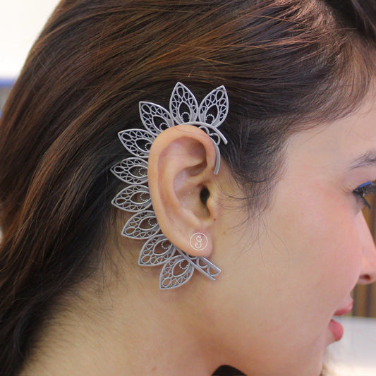 Stunning Oxidised Silver Pair of Ear-cuffs