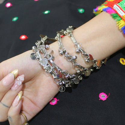 Silver Kashmiri Ghungroo Bangles (set of 4)