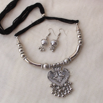 Pretty Oxidised Silver Necklace Set