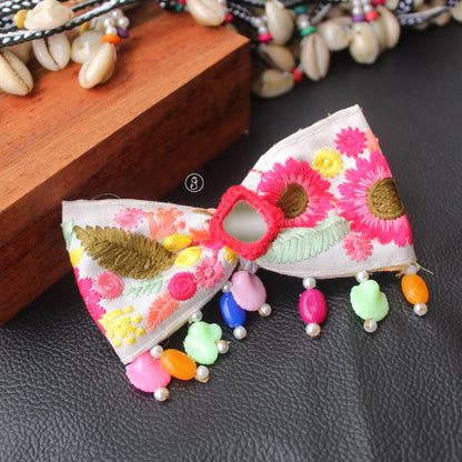 Wonderful Flower Embroidered Bow Clip