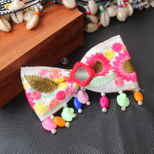 Wonderful Flower Embroidered Bow Clip