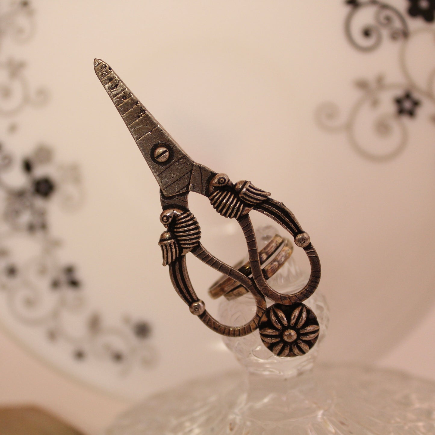 Scissors Design Oxidised Silver Adjustable Ring