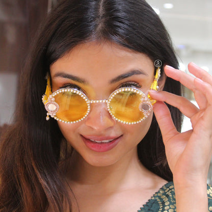 Pearl Chain Yellow Statement Sunglasses