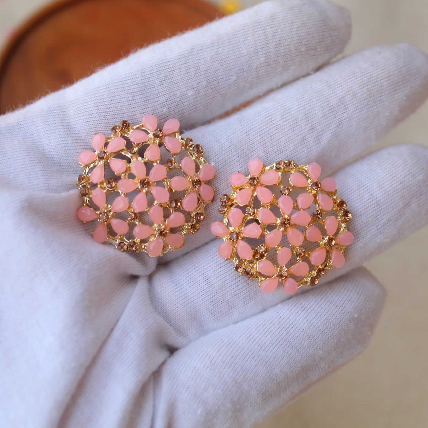 Pretty Baby Pink Flower Design Studs