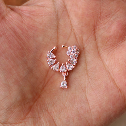 Rose Gold CZ Diamonds Work Mini Nath/Nose Ring