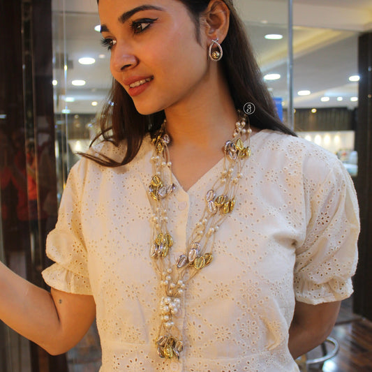 Classic Jute & Brass Shells Necklace Set