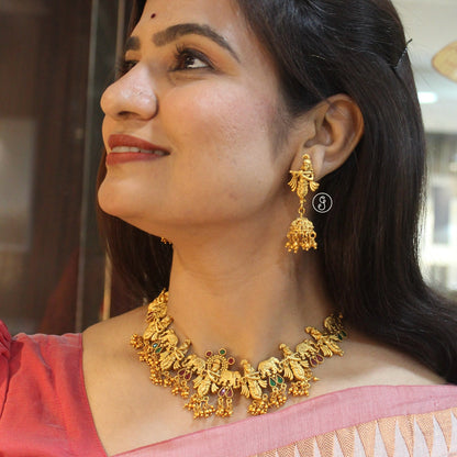 Divine Krishna Motif Temple Necklace Set