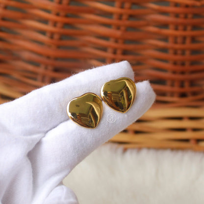 Golden Anti-Tarnish Heart Shaped Earrings