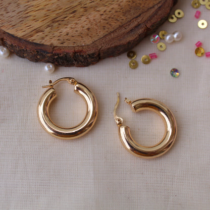 Classic Golden Anti-Tarnish Hoops Earrings