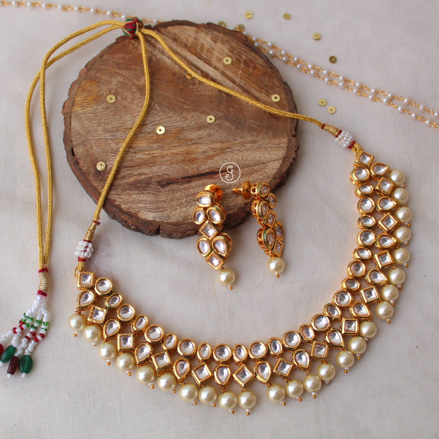 Premium Kundan & Pearls Embellished Set