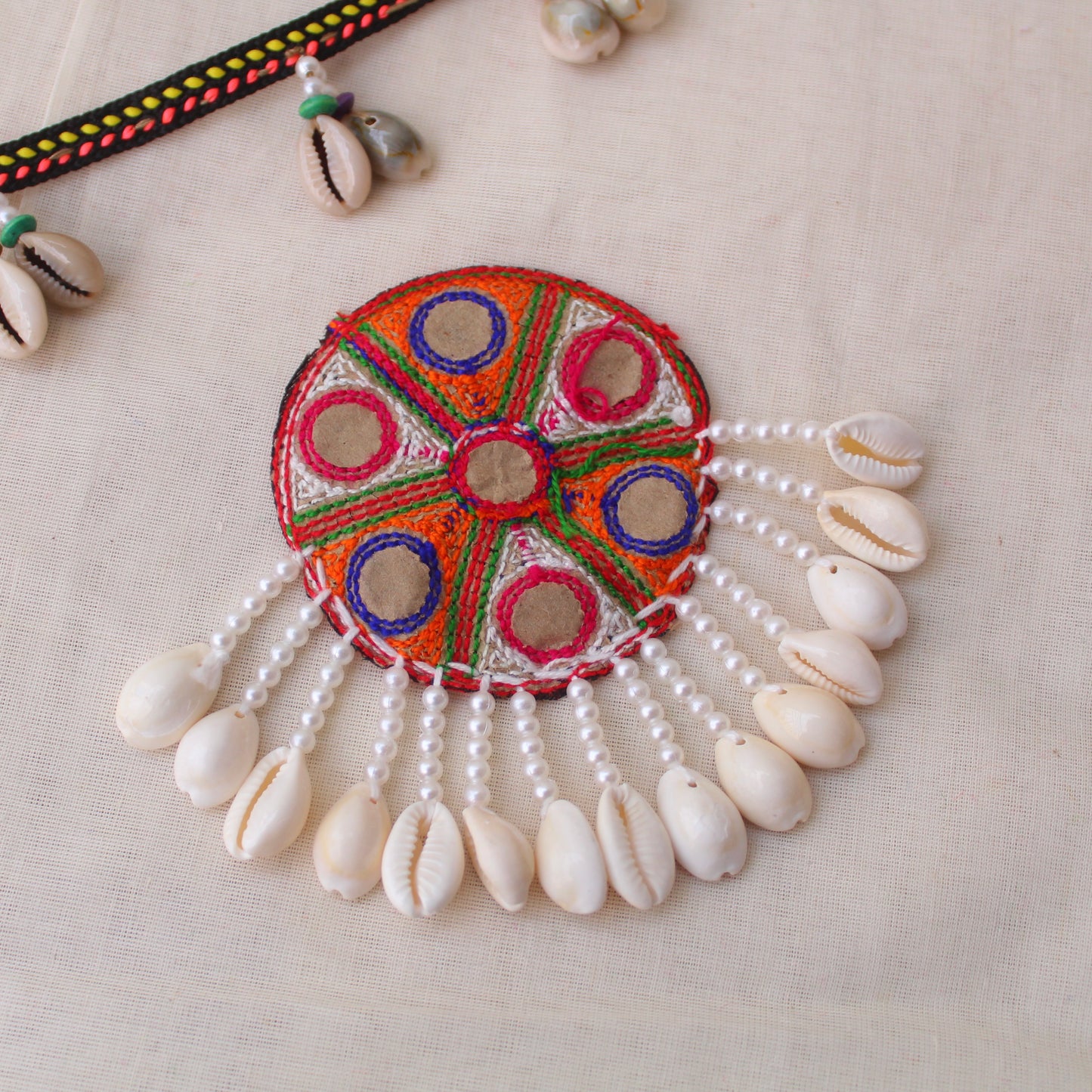 Gamthi Embroidered Patch With Shells Work