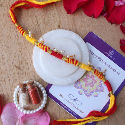 (Set of 2) Yellow & Red Raksha-Sutra Rakhi