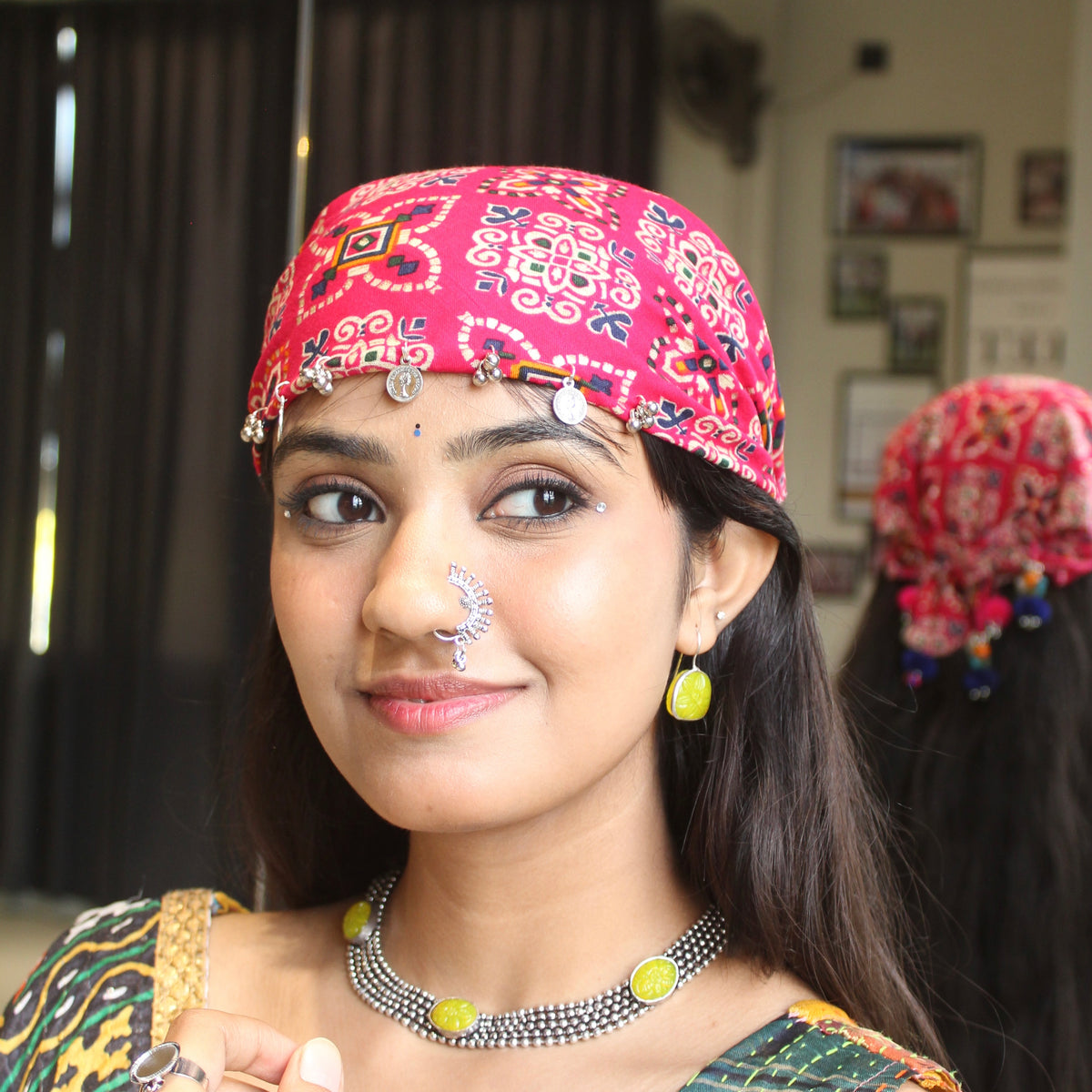 Unisex Pink Handcrafted Bandana with Beautiful Detailing