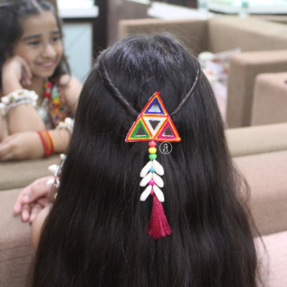 Vibrant Mirror & Tassel Work Hair Brooch Clip (Assorted Colors)