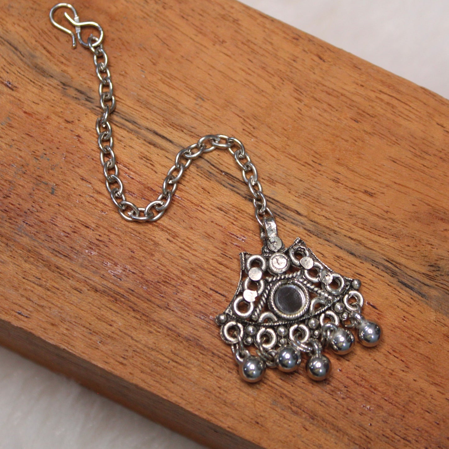 Pretty Oxidised Silver Maang Tika