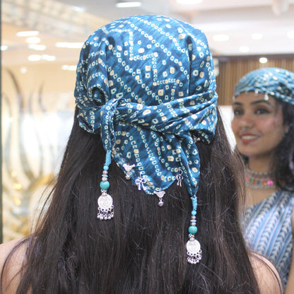 Blue Bandhani Print Bandana with Pretty Detailing