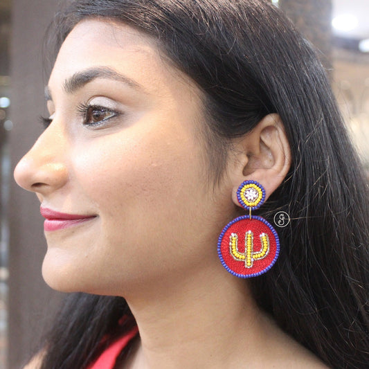 Handcrafted Seed Beads Trishul Earrings