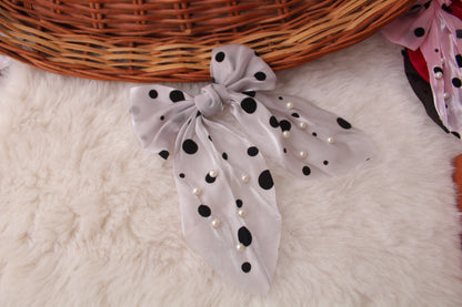 (Set of 5) Pretty Satin Bows With Pearls Work