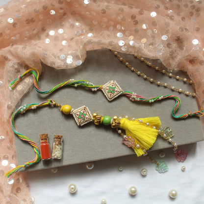 Meenakari Bhai & Bhabhi Rakhi Set with Detachable Lumba