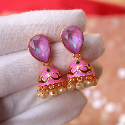 Lilac Mini Meenakari Earrings