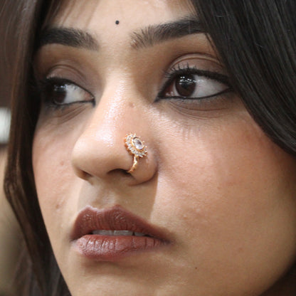 Rose Gold CZ Floral Press-On Nose Pin (Non-Pierced Nath)