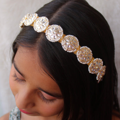 Beautiful Golden Kundan Charms Hairband