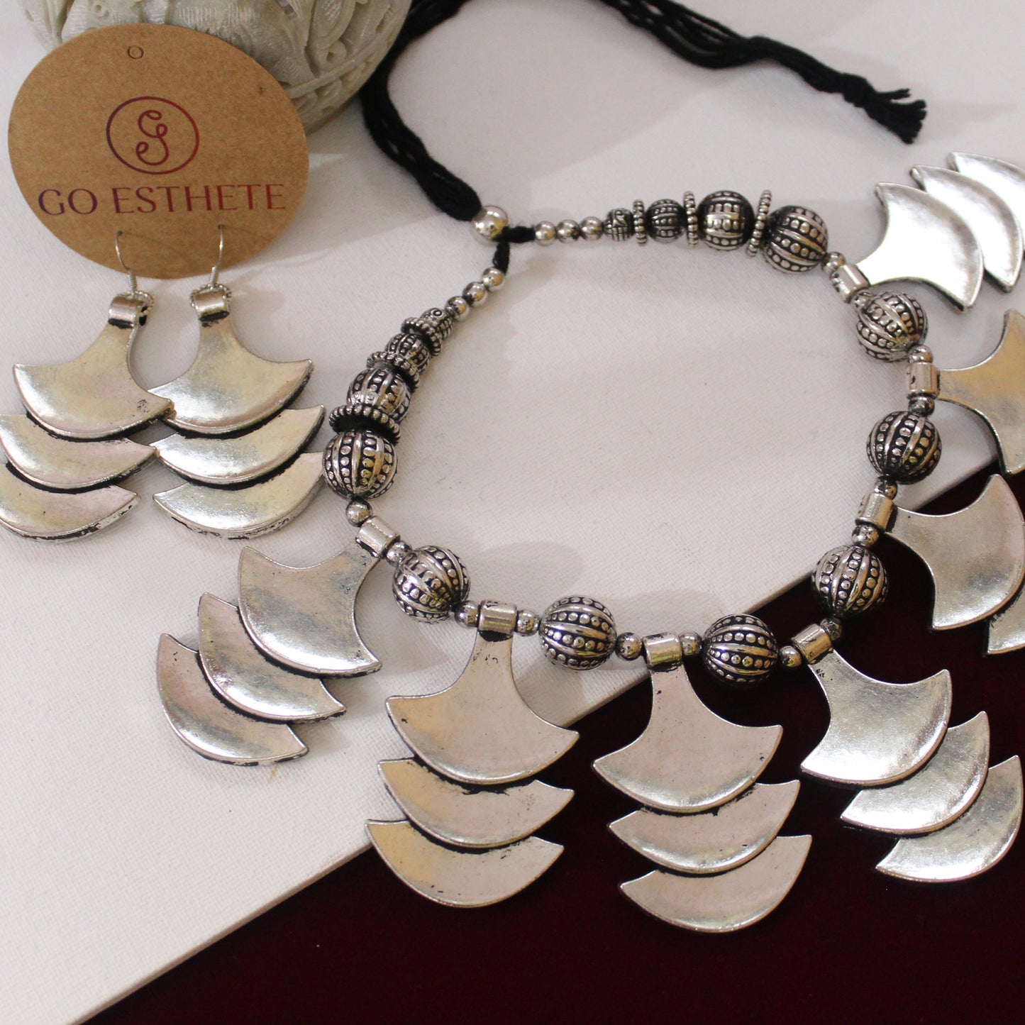 Remarkable Oxidised Silver Choker Set