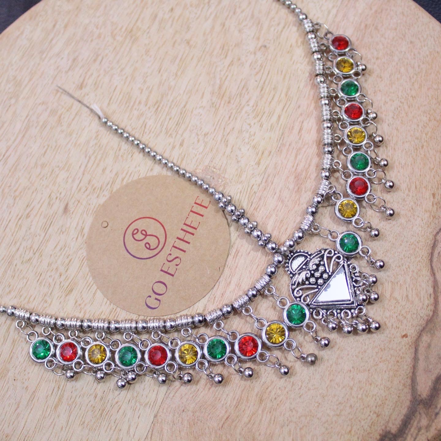 Multicolour Stones Work Colourful Damini Tika