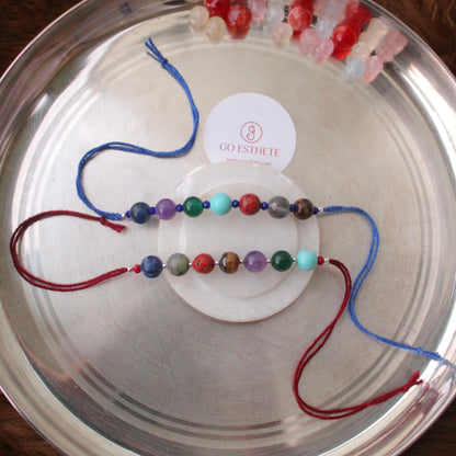 7 Chakra Semi Precious Natural Gemstone Beads Rakhi