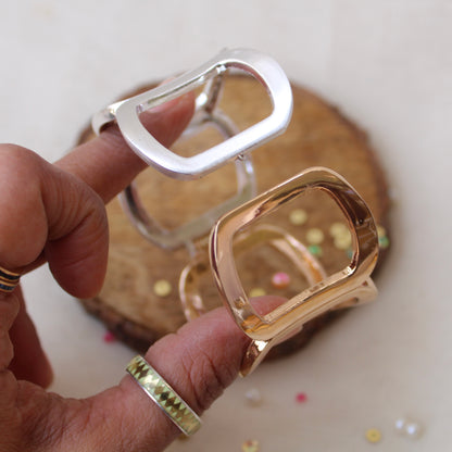 Silver & Golden Dual Tone Statement Bracelet