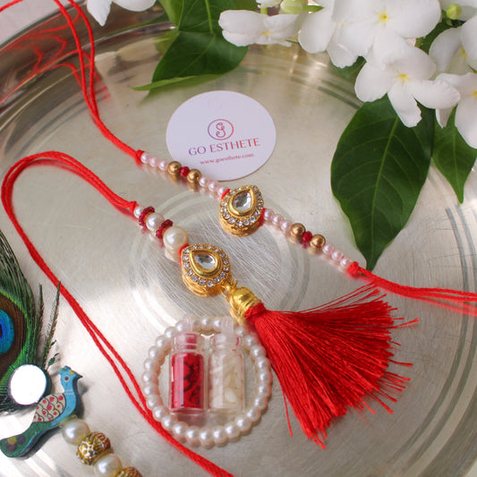 Pretty Tilak Design Rakhi For Bhai-Bhabhi