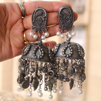 Oxidised Black Full of Charms Jhumki