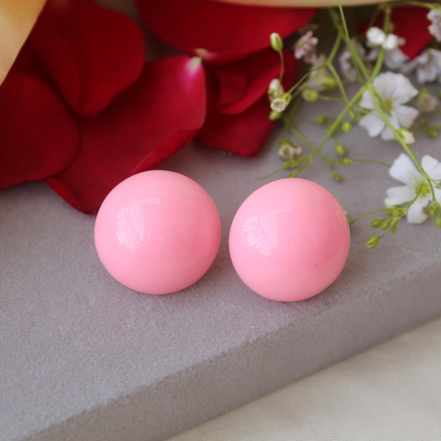 Baby Pink Large Sized Round Studs