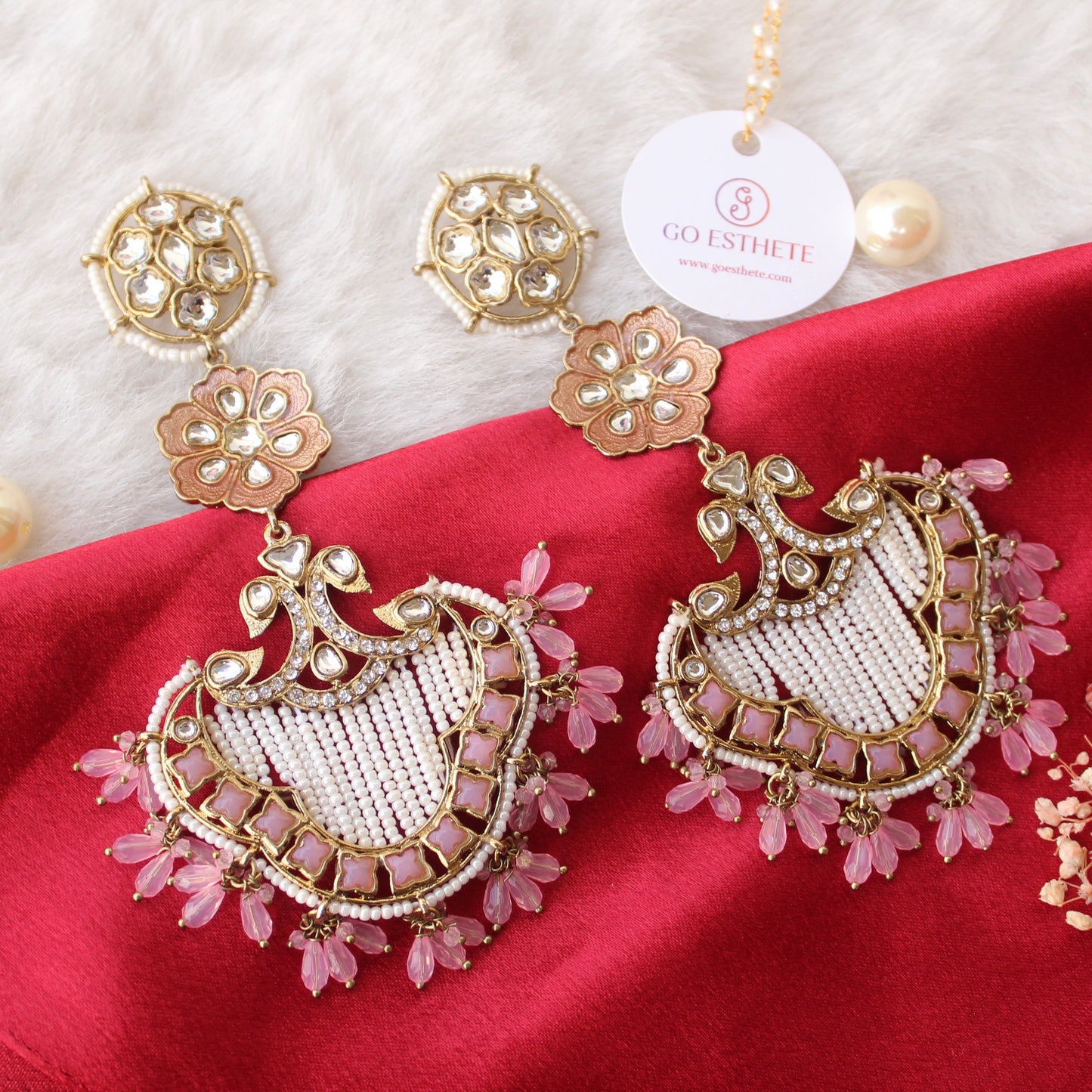 Pink Designer Light Weight Long Earrings