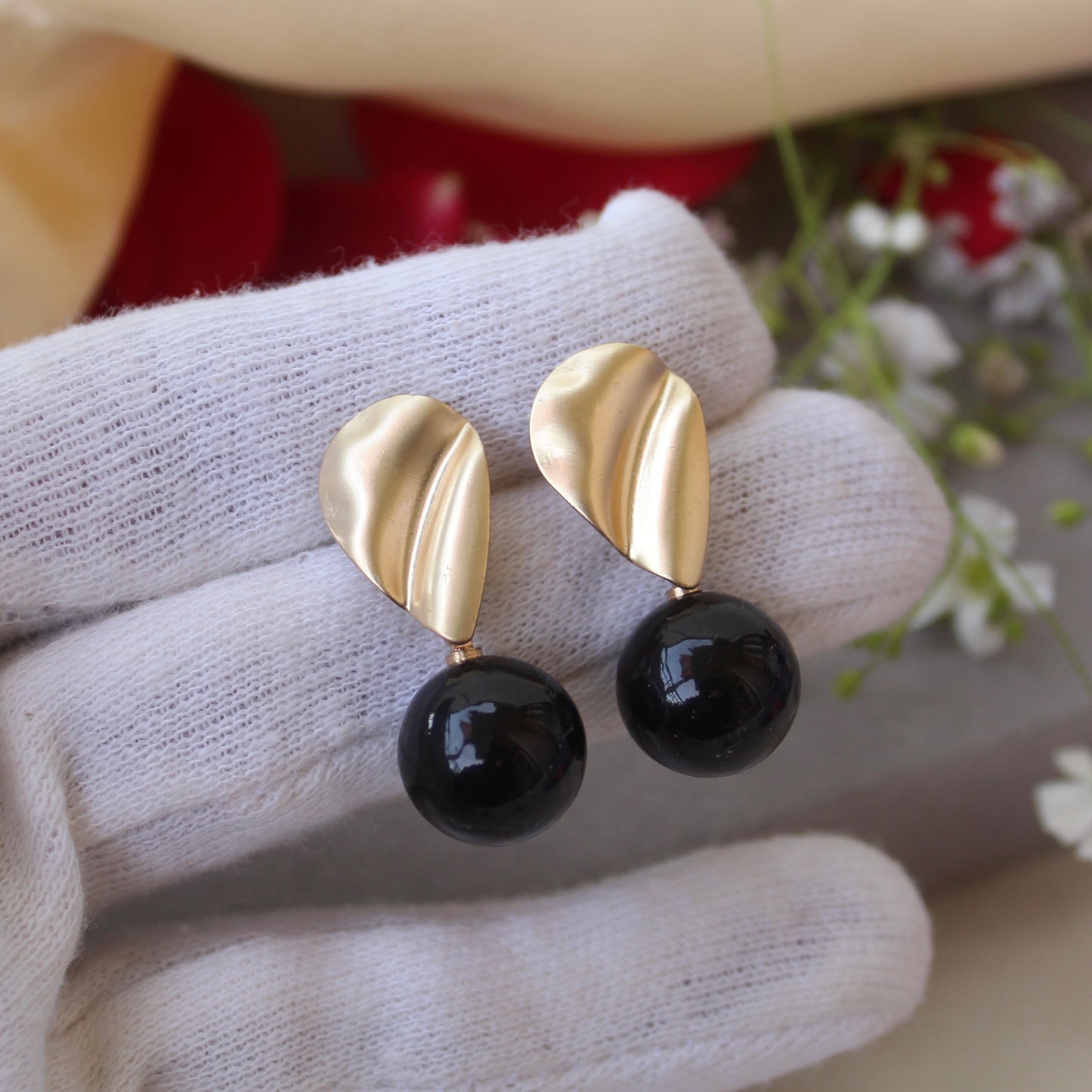 Golden & Black Mini Studs Earrings