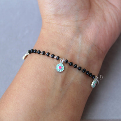 92.5 Pure Silver Nazariya Bracelet With Floral Charms