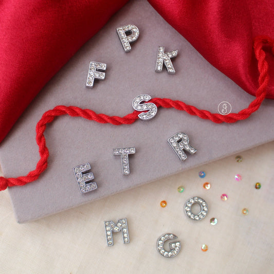 Diamond Studded Alphabet Name Initial Rakhi
