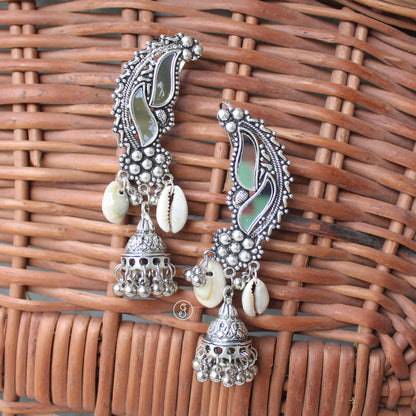 Mirror Work Ear-cuff Jhumki Earrings