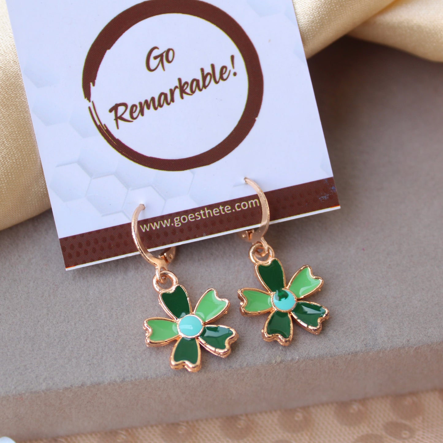 Mini Hoop Earrings With Pretty Flower Charms