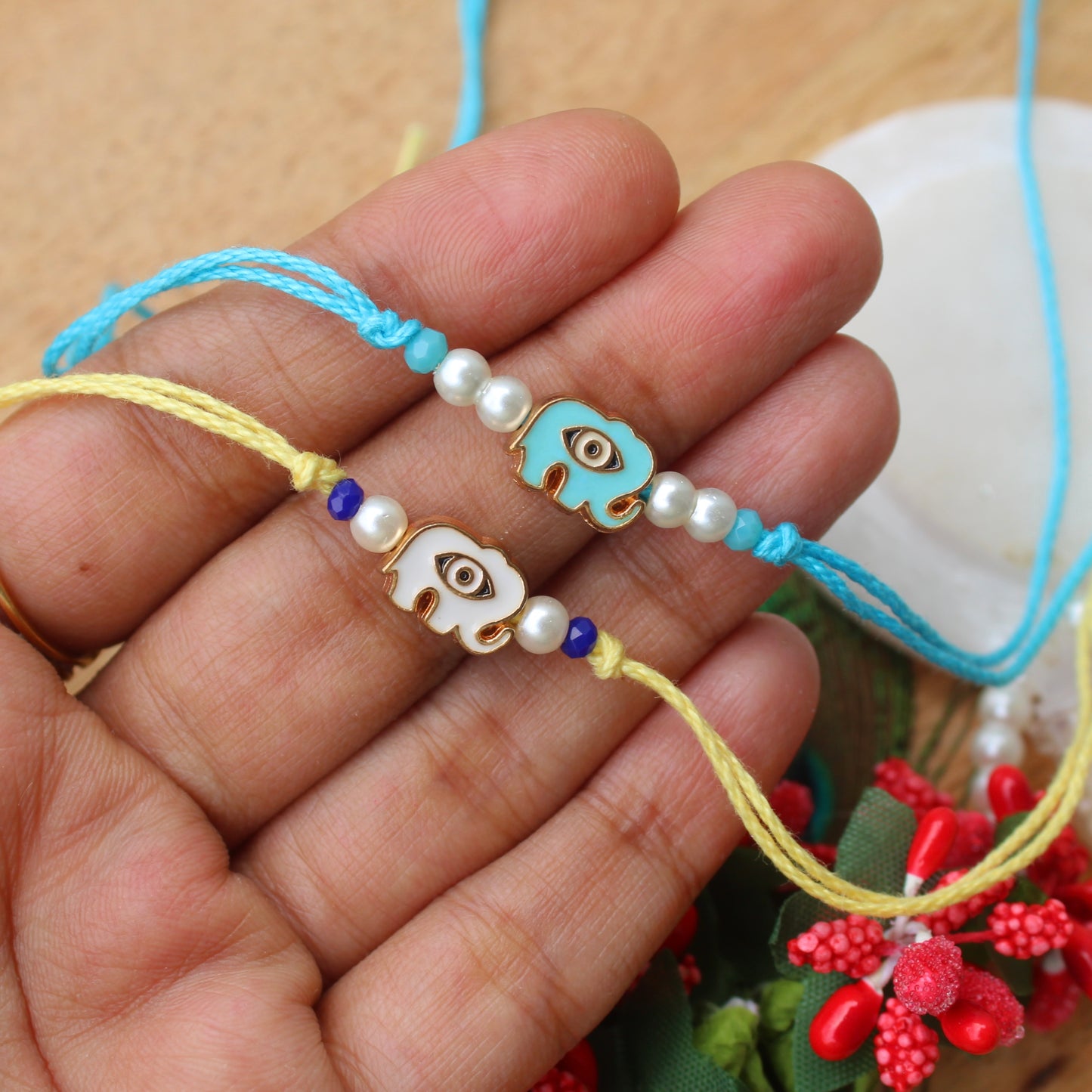 Cute Evil Eye Elephant Rakhi For Kids