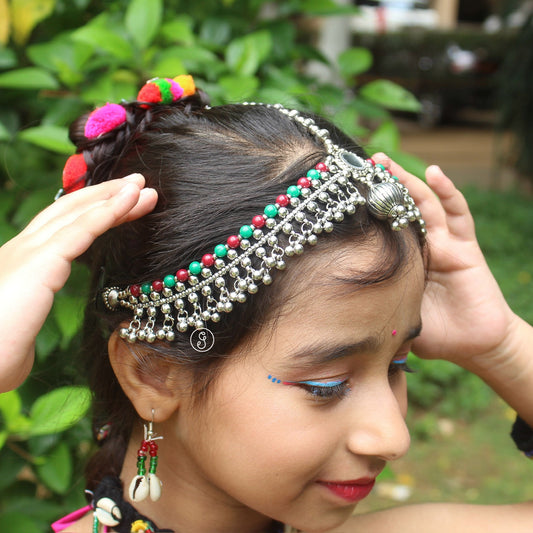 Beautiful Oxidised Silver Borla Style Damini Tika