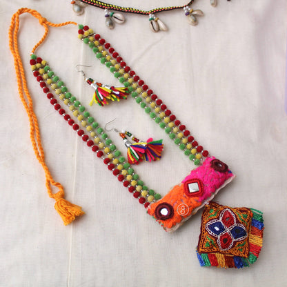 Handcrafted Multicolour Long Necklace Set