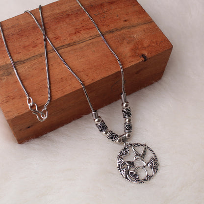 Wonderful Design Oxidised Silver Chain-Pendant