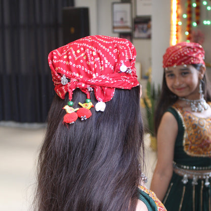Red Bandhani Festive Kids Bandana (upto 8 yrs)