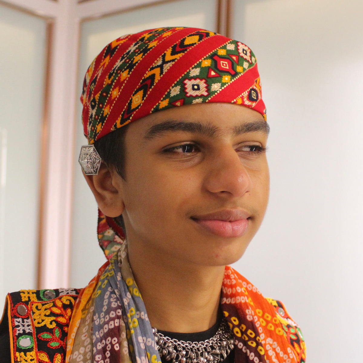 Red & Multicoloured Elegant Unisex Bandana